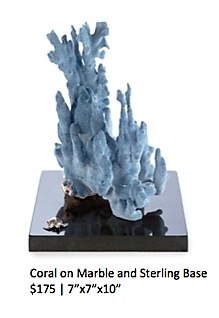 Coral on Marble and Sterling Base - inkANDopium